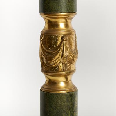Italian Empire Style Gilt Bronze Green Marble Pedestal Sold Individually