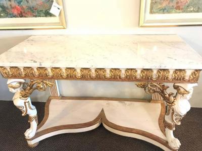 Italian Empire White Painted and Parcel Gilt Console Table circa 1825