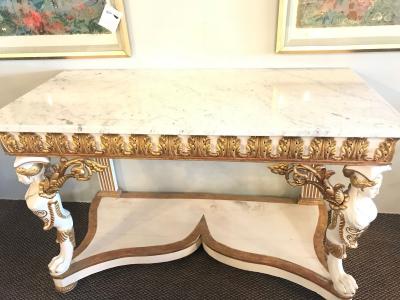 Italian Empire White Painted and Parcel Gilt Console Table circa 1825