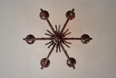 Italian Faux Bamboo Metal Chandelier 1970s