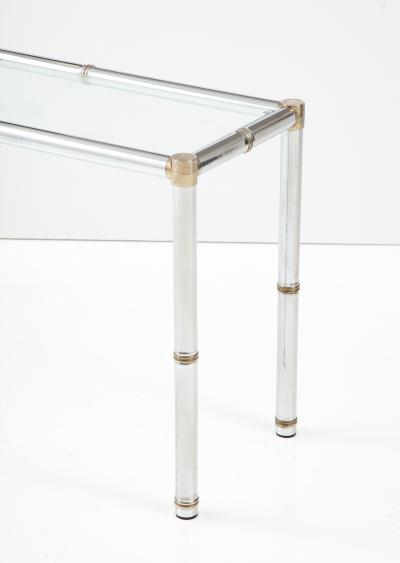 Italian Faux Chrome Bamboo Console Table 1970 Italy