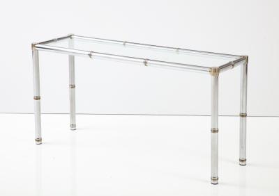 Italian Faux Chrome Bamboo Console Table 1970 Italy