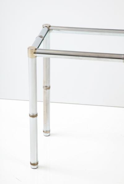 Italian Faux Chrome Bamboo Console Table 1970 Italy