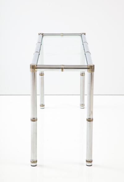 Italian Faux Chrome Bamboo Console Table 1970 Italy