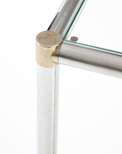 Italian Faux Chrome Bamboo Console Table 1970 Italy