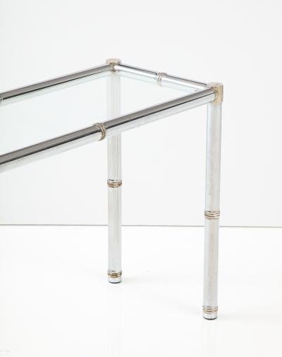 Italian Faux Chrome Bamboo Console Table 1970 Italy