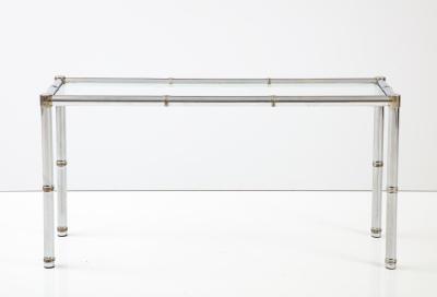 Italian Faux Chrome Bamboo Console Table 1970 Italy