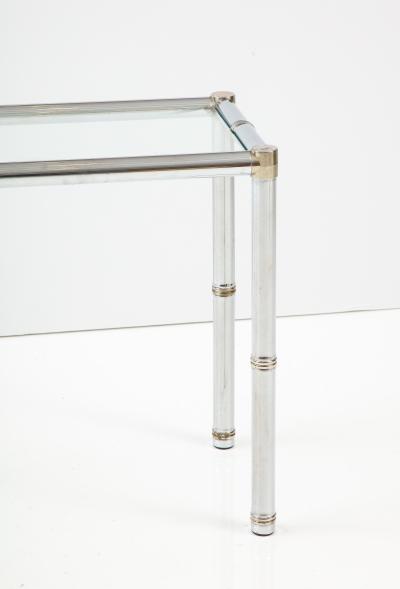 Italian Faux Chrome Bamboo Console Table 1970 Italy