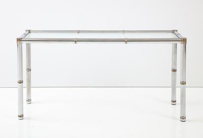 Italian Faux Chrome Bamboo Console Table 1970 Italy