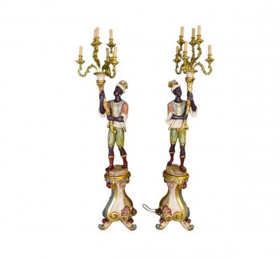Italian Figural Standing Candelabra Floor Lamp Early 20th Century