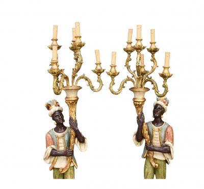 Italian Figural Standing Candelabra Floor Lamp Early 20th Century