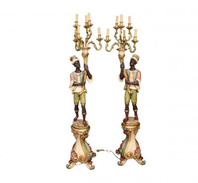 Italian Figural Standing Candelabra Floor Lamp Early 20th Century