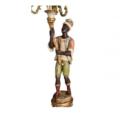 Italian Figural Standing Candelabra Floor Lamp Early 20th Century