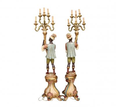 Italian Figural Standing Candelabra Floor Lamp Early 20th Century