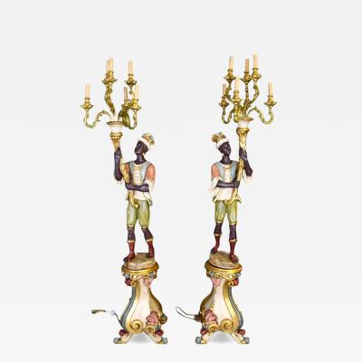 Italian Figural Standing Candelabra Floor Lamp Early 20th Century