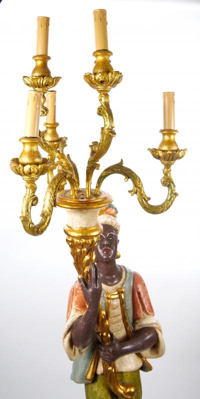 Italian Figural Standing Candelabra Floor Lamp Early 20th Century
