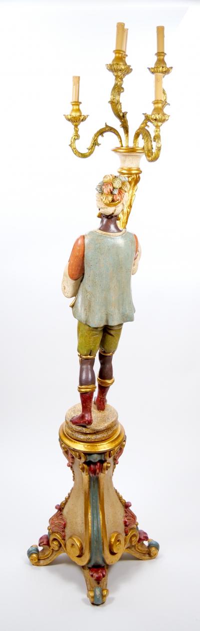 Italian Figural Standing Candelabra Floor Lamp Early 20th Century