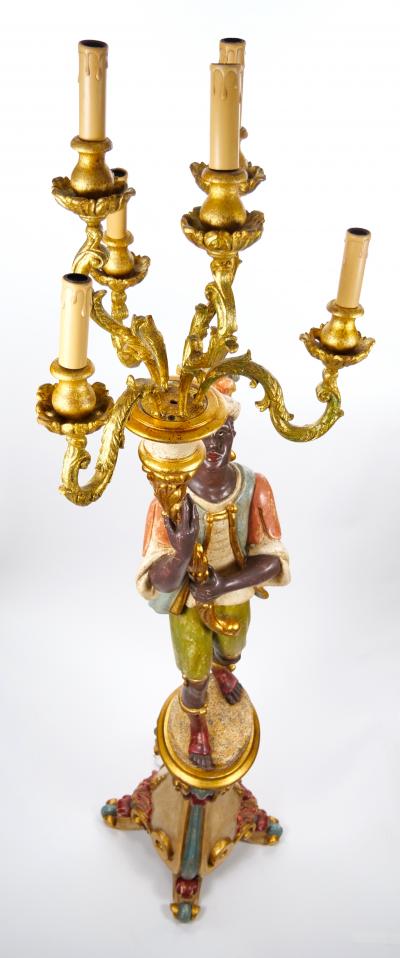 Italian Figural Standing Candelabra Floor Lamp Early 20th Century