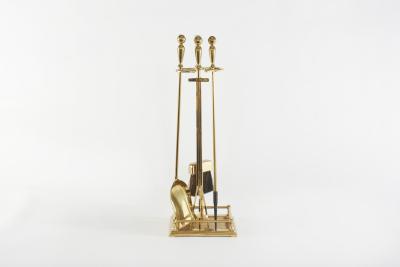 Italian Five Piece Solid Brass Fireplace Tool Set