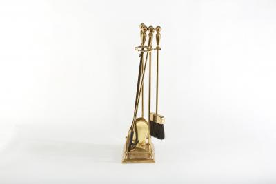 Italian Five Piece Solid Brass Fireplace Tool Set