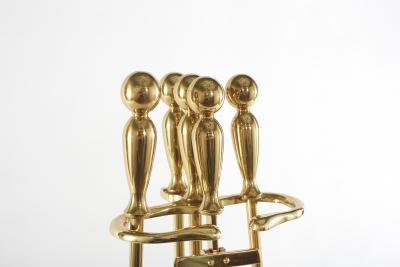 Italian Five Piece Solid Brass Fireplace Tool Set
