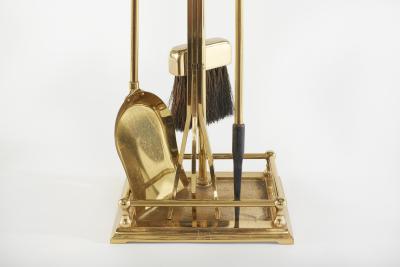Italian Five Piece Solid Brass Fireplace Tool Set