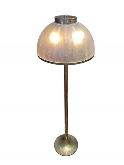 Italian Floor Lamp with Domed Textured Glass Shade 1970s