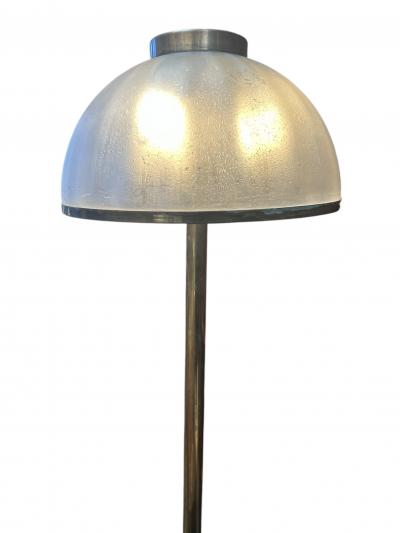 Italian Floor Lamp with Domed Textured Glass Shade 1970s