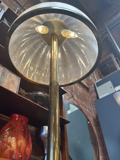 Italian Floor Lamp with Domed Textured Glass Shade 1970s