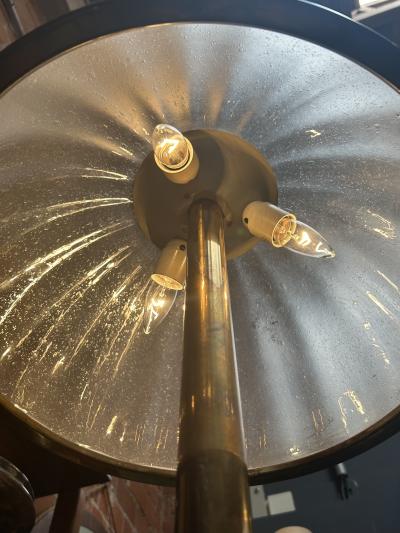 Italian Floor Lamp with Domed Textured Glass Shade 1970s