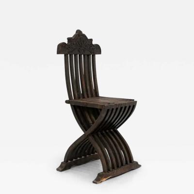 Italian Foldable Chair in Inlaid Wood
