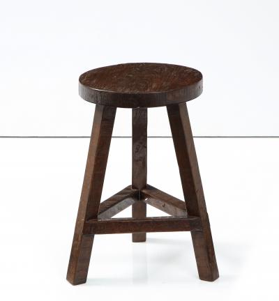 Italian Folk Art Rustic Walnut Tripod Stool