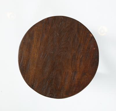 Italian Folk Art Rustic Walnut Tripod Stool