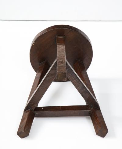 Italian Folk Art Rustic Walnut Tripod Stool