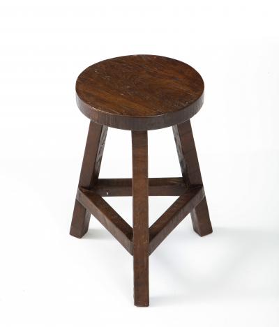 Italian Folk Art Rustic Walnut Tripod Stool