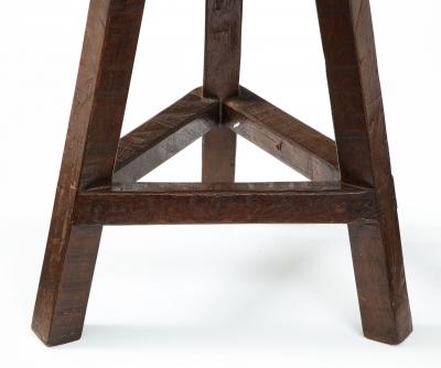 Italian Folk Art Rustic Walnut Tripod Stool