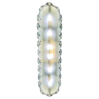 Italian Fontana Arte Style Pearl Aqua Blue Murano Glass Oval Brass Chandelier