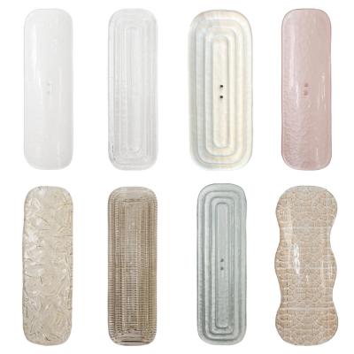 Italian Fontana Arte Style Pearl Aqua Blue Murano Glass Oval Brass Chandelier