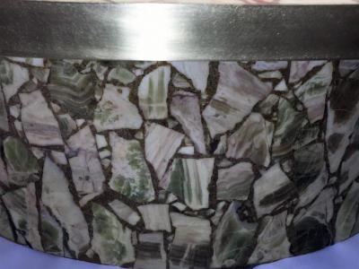 Italian Fractured Green Onyx Resin Oval Coffee Table