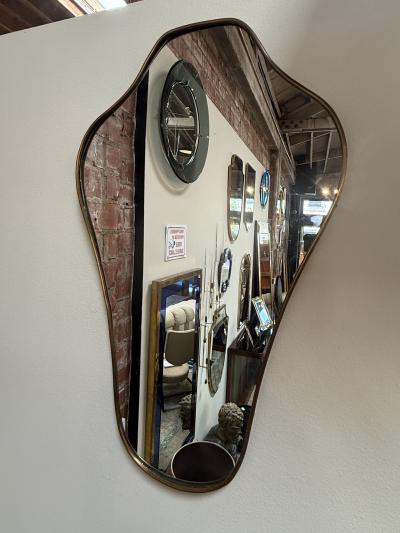 Italian Freeform Brass Wall Mirror