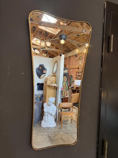 Italian Freeform Brass Wall Mirror