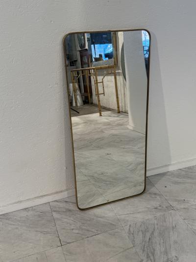 Italian Full Length Rectangular Brass Mirror 1950s