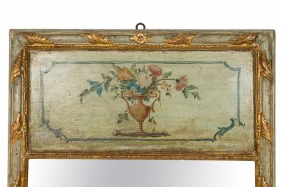 Italian Genoese Rococo Carved and Painted Trumeau Mirror