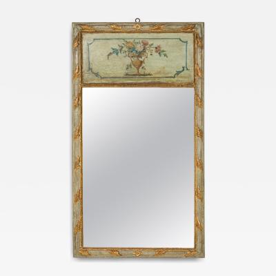Italian Genoese Rococo Carved and Painted Trumeau Mirror