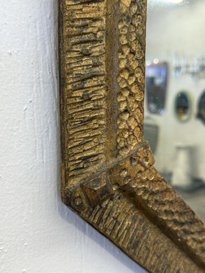 Italian Gilt Iron Octagonal Mirror with Textured Frame 20th Century