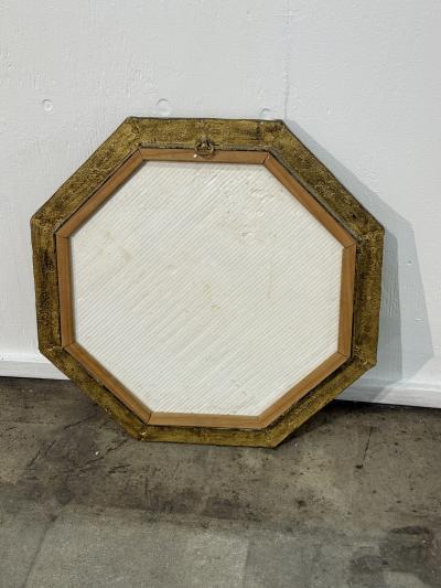 Italian Gilt Iron Octagonal Mirror with Textured Frame 20th Century