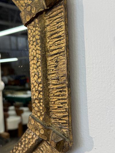 Italian Gilt Iron Octagonal Mirror with Textured Frame 20th Century