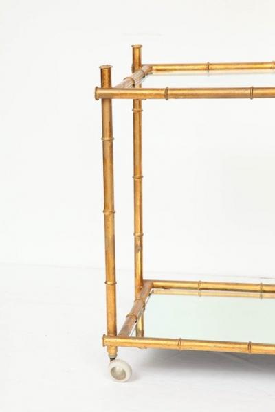 Italian Gilt Iron Stylized Bamboo Serving Bar Cart