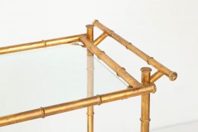 Italian Gilt Iron Stylized Bamboo Serving Bar Cart