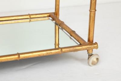Italian Gilt Iron Stylized Bamboo Serving Bar Cart